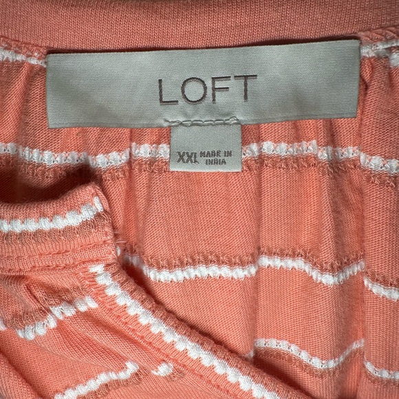 LOFT Coral and White Striped Top - Picture 2 of 6